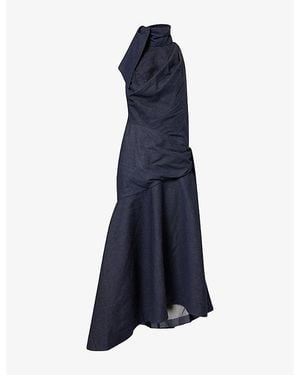 Zimmermann Valiant Draped Denim Midi Dress - Blue
