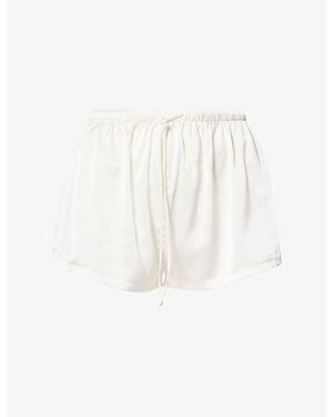 HYPHEN Drawstring-Waist Satin Shorts - White