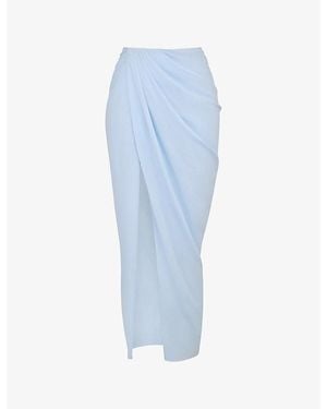 House Of Cb Vesper Floral-Print Stretch-Woven Maxi Skirt - Blue