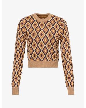 Mother The Crop Geometric Alpaca-Blend Sweater - White