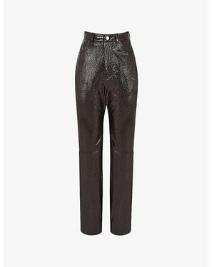 Mistress Rocks Unconditional High-Rise Patent Vegan-Leather Trousers - Black