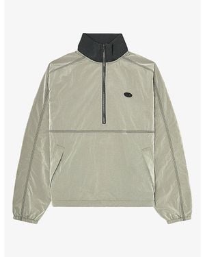 DIESEL Half-Zip Crinkle Nylon Jacket - Green