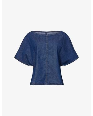 Twp Simple Short-Sleeve Denim T-Shirt - Blue