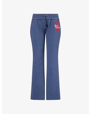 Juicy Couture Relaxed-Fit Flared-Leg Cotton-Fleece Jogging Bottoms - Blue
