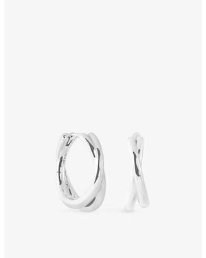 Astrid & Miyu Illusion Twist-Plated Sterling- Hoop Earrings - White