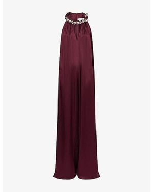 Stella McCartney Embellished Wide-Leg Woven Jumpsuit - Purple