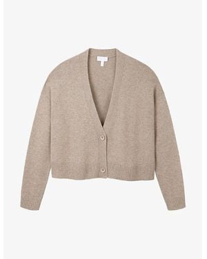 The White Company V-Neck Cropped Wool-Blend Cardigan - Natural