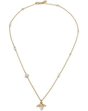 La Maison Du Couturier With Love Darling Bee The Change 14Ct-Plated Sterling- Aqua-Marine, Pearl, Quartz, And Zircon Necklace - Metallic