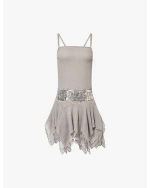 GIMAGUAS Leila Sequin-Embellished Woven Mini Dress - Grey