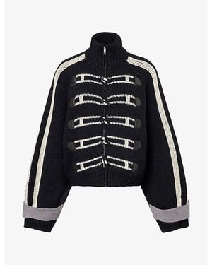 Jaded London Loli Toggle Knitted Bomber Jacket - Black