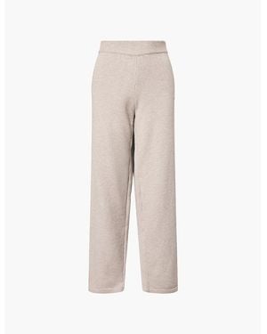 Ru & Rocka Oversized Brand-Embroidered Knitted Jogging Bottoms - Natural