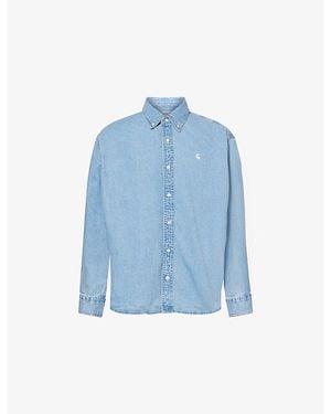 Carhartt Lucas Embroidered-Logo Denim Shirt - Blue