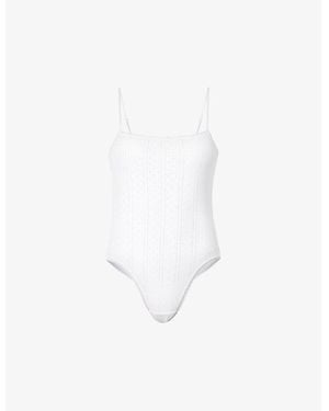 Cou Cou Intimates The Bodysuit Pointelle-Pattern Cotton Body - White
