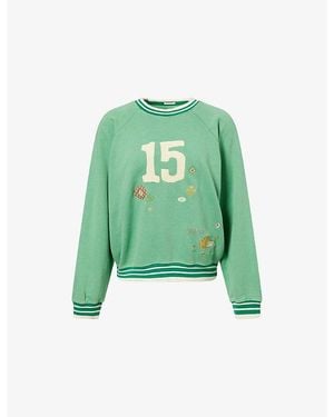 Mother Fifteenth The Big Sport Embroidered Cotton Sweatshirt - Green