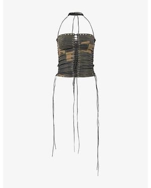 Jaded London Odile Lace-Up Cotton-Blend Corset - White