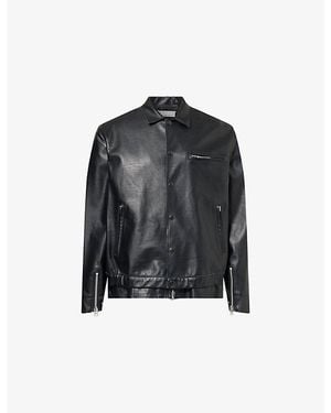 Sacai Long-Sleeve Leather Blouson Jacket - Black
