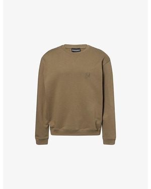Emporio Armani Tonal-Logo Relaxed-Fit Cotton-Jersey Sweatshirt - Green