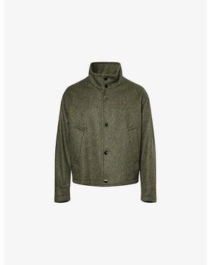Emporio Armani Loden Blouson Straight-Fit Wool-Blend Jacket - Green