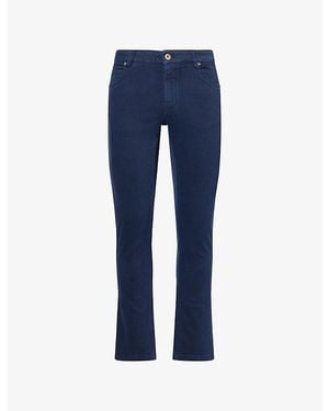Eleventy Iconic Slim-Leg Stretch-Cotton Trousers - Blue