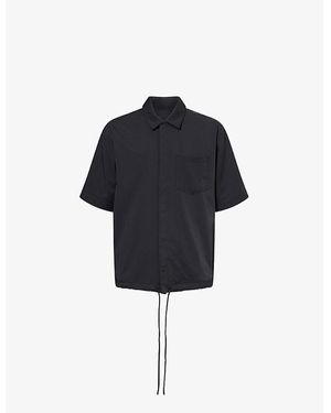 The Couture Club Drawcord Short-Sleeve Nylon Shirt - Black