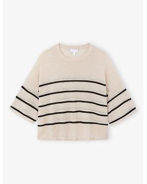 The White Company Striped Knitted Linen-Blend T-Shirt - White