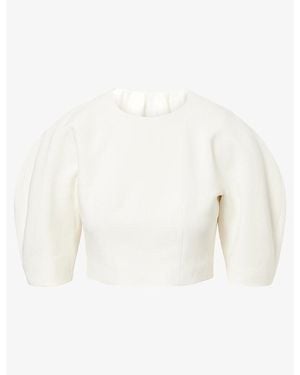 Ashlyn Kaes Round-Neck Woven Blouse - White