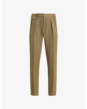 Polo Ralph Lauren Pleated Tapered-Leg Linen-Blend Trousers - Green