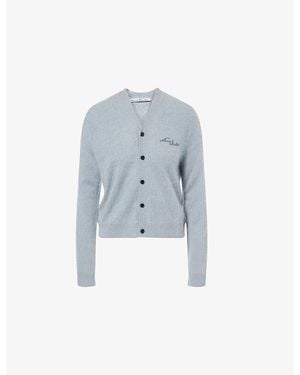 Acne Studios V-Neck Brushed Cashmere Cardigan - Blue