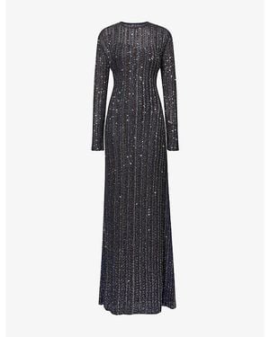 Missoni Long-Sleeve Sequinned Woven Maxi Dress - Blue