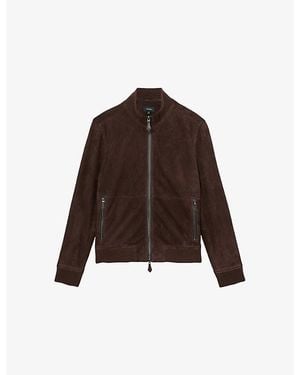 Reiss Brent Zip-Up Suede Jacket - Brown