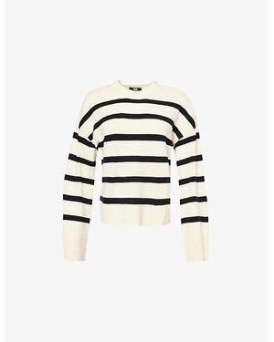 PAIGE Zofia Relaxed Stripe-Knit Wool-Blend Jumper - White