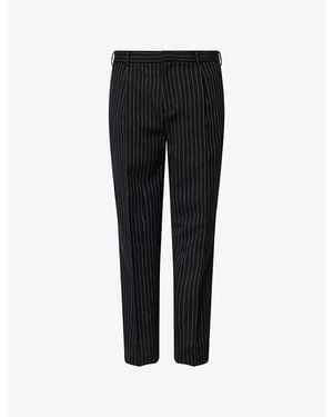 Givenchy Striped Tapered-Leg Wool Trousers - Black