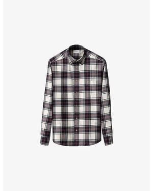 Eton Checked Casual-Fit Cotton-Flannel Shirt - Blue