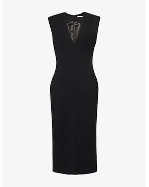 Givenchy Structured Sleeveless Stretch-Wool Blend Midi Dress - Black