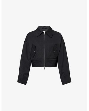 3.1 Phillip Lim Double-Zip Utility Cropped Cotton Jacket - Black