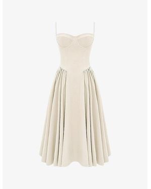 House Of Cb Samaria Corset-Top A-Line Stretch-Cotton Midi Dress - Natural
