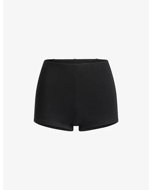 Skims Essentials High-Waisted Stretch-Woven Hot Shorts - Black