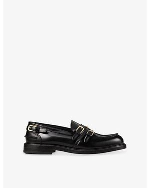 Sandro Buckle-Embellished Patent-Leather Loafers - Black