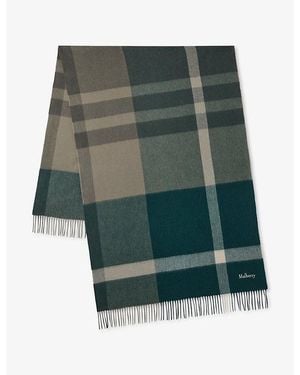 Mulberry Large-Check Merino-Wool Scarf - Green