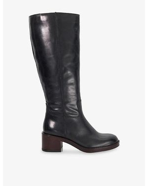 Dune Tammies Leather Heeled Knee-High Boots - Black