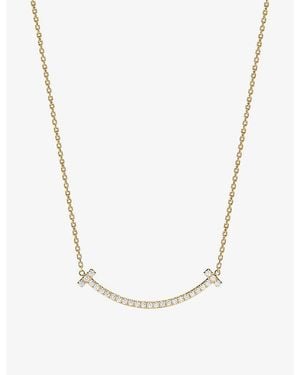 Tiffany & Co. Tiffany T Medium Smile 18Ct- And 0.48Ct Brilliant-Cut Diamond Pendant Necklace - Metallic