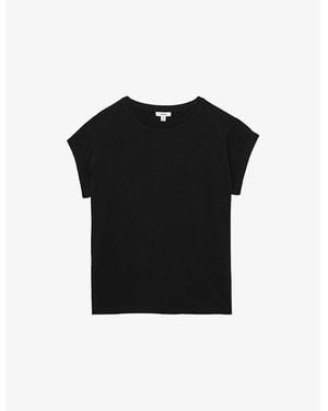 Reiss Tommie Crew-Neck Relaxed-Fit Brushed-Cotton T-Shirt - Black