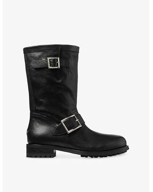 Jimmy Choo Biker Mid Leather Boots - Black
