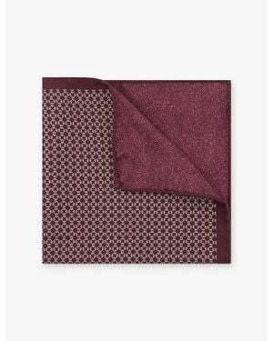 Reiss Gennaro Geo-Print Silk Pocket Square - Purple