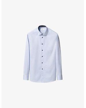 Eton Floral-Effect Signature Slim-Fit Cotton-Twill Shirt - Blue