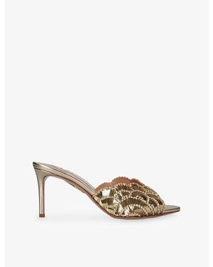 Aquazzura Ce Soir 75 Leather Heeled Mules - Metallic