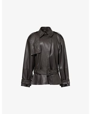 ROTATE BIRGER CHRISTENSEN Relaxed-Fit Biker Leather Jacket - Black