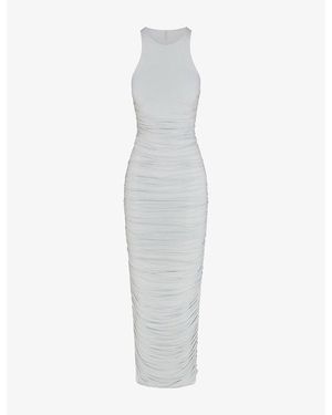 Skims Ruched Sleeveless Jersey Maxi Dress - White