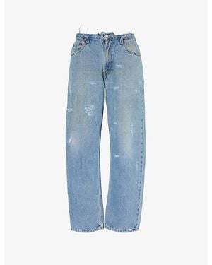 Casey Jean By Jean Vintage Deconstructed-Waist Straight-Leg Mid-Rise Denim Jeans - Blue