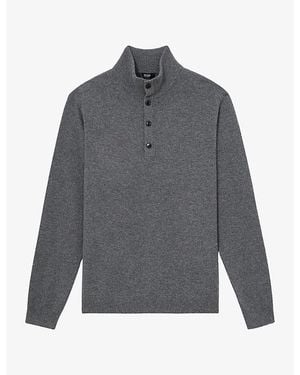 Reiss Prince Funnel-Neck Cashmere Jumper - Grey